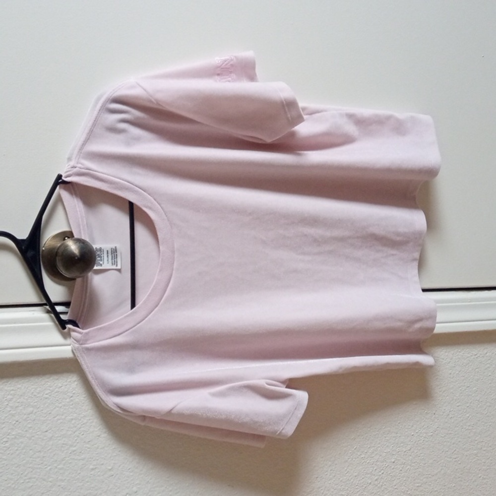 PINK Light Pink Velvet Tee L
